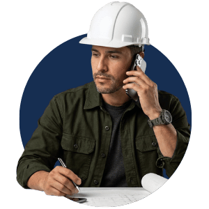 Male contractor wearing hard hat